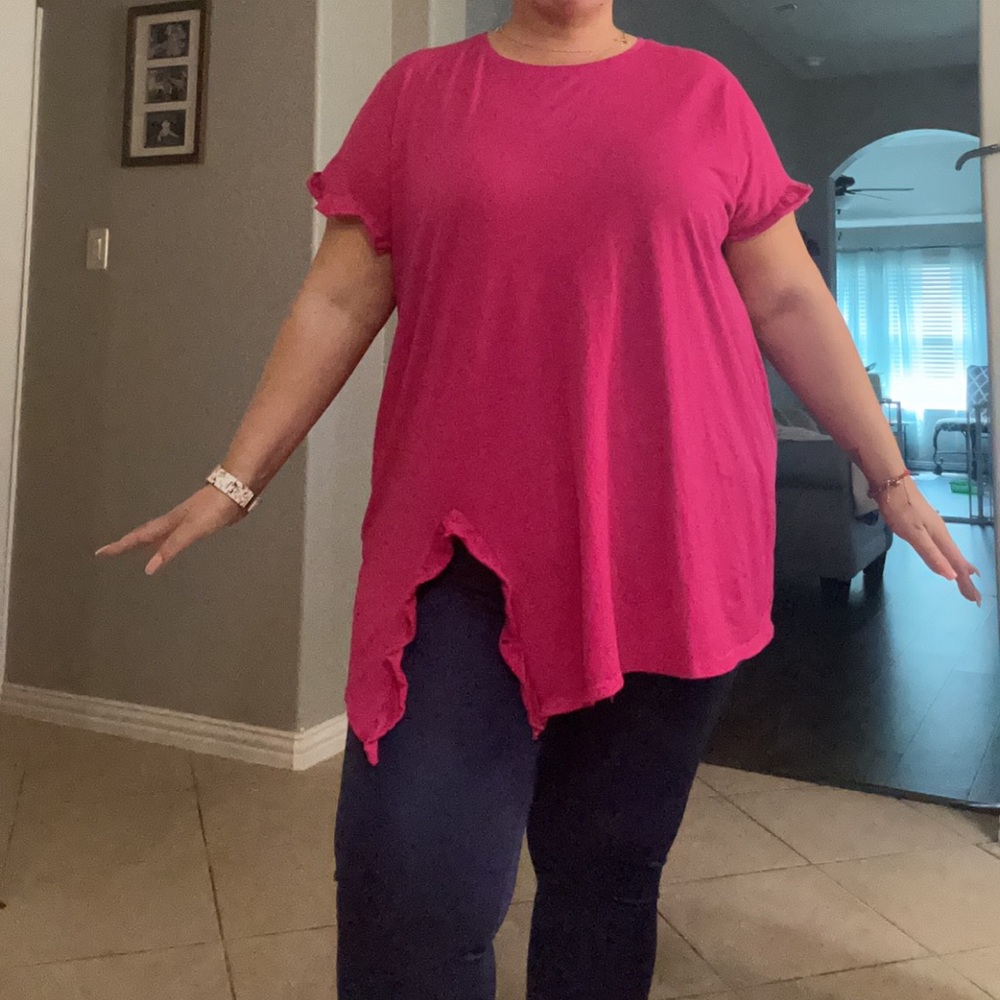 Hot pink, Lane Bryant shark bite T-shirt, size 26/28